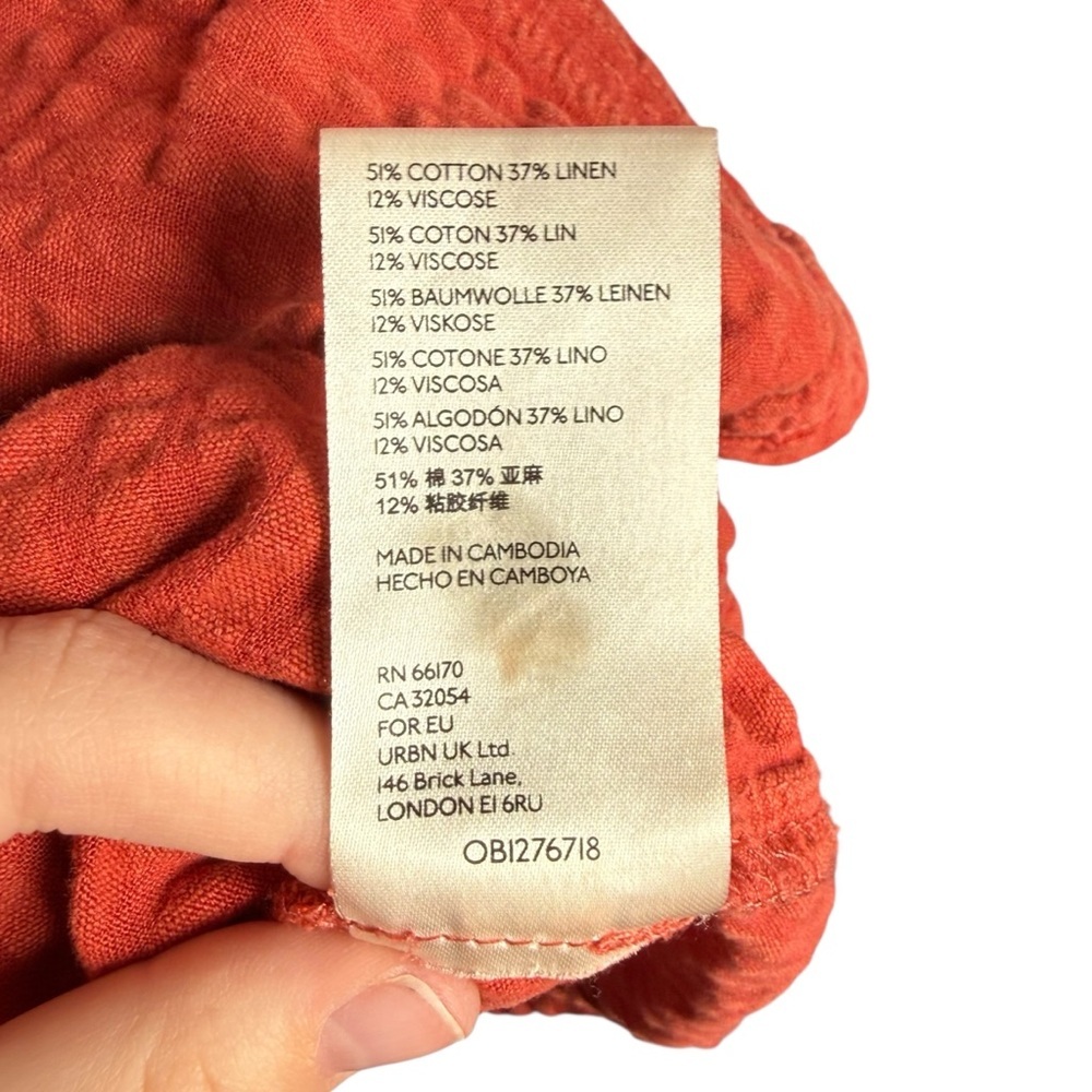 Urban Outfitters Why Not Seersucker Mini Dress Linen Blend Cutout Women Small - Picture 11 of 11